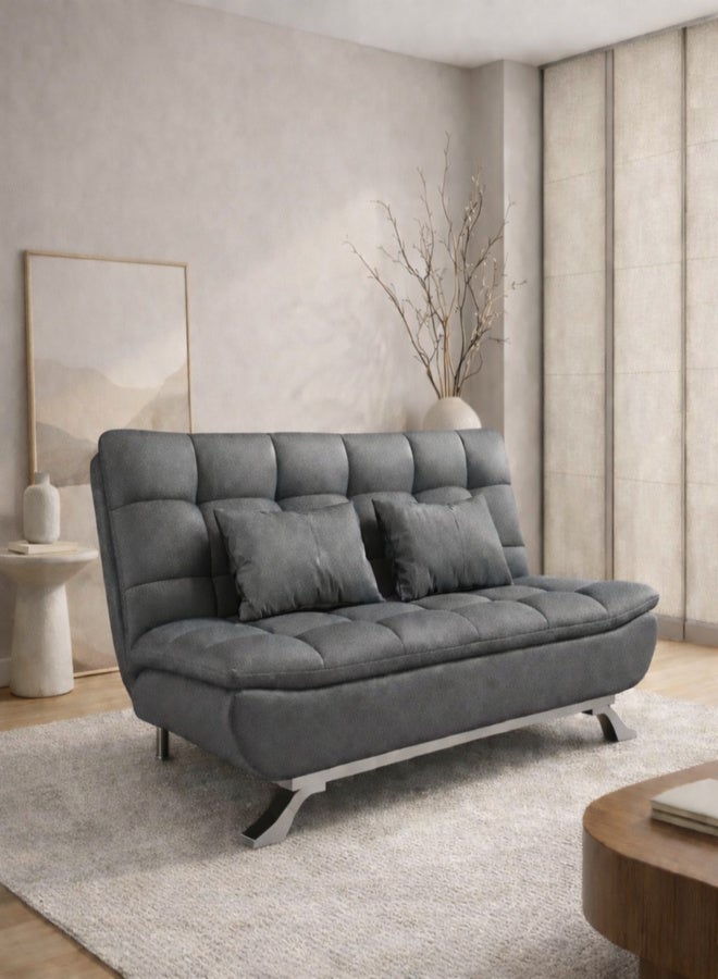 Harmony Home Premium Leather Sofa  Bed – Convertible Sleeper Couch with 2 Plush Cushions, Space-Saving Modern Design & Sturdy Metal Legs, Multi-Functional for Living Room & Guest Space - Grey - Image 1
